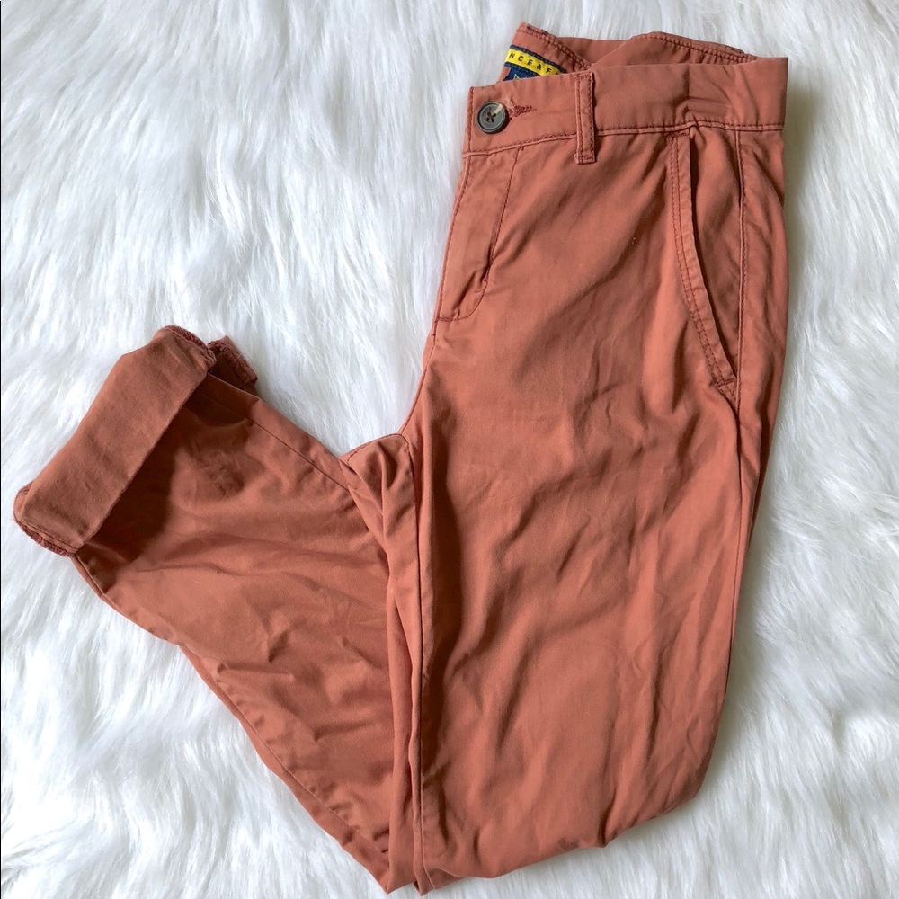 Salmon Color Straight Leg Chinos